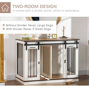 47.5\" White Dog <b>Crate</b> Furniture Large Dog 2 Small Dogs Dog Cage End Table Divider Panel Pet Houses Furniture for Multi-Pet - Product Image 5