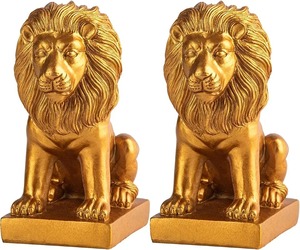 Messing-Löwenstatue Goldener Brüllender Löwe mit Felssockel Tischdekoration Skulptur Langlebiges Löwen-Schaustück - Product Image 3
