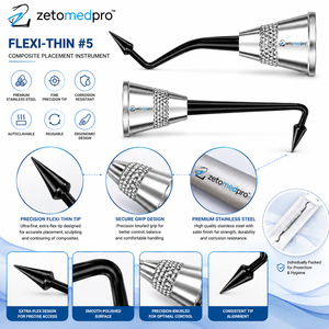 Instrumento de Colocación de Composite Dental Flexi-Thin Premium No. 5 Instrumentos Restauradores de Acero Inoxidable OEM Zetomed Pro - Product Image 5