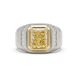 Classic Stylish Two-Tone Lab-Grown Diamond <b>Ring</b> IGI Certified PT950 18kt Gold 3.1ct Total Carat Luxury Jewelry Wedding - Product Image 1
