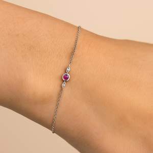 Pulsera de Plata de Ley 925 con Dijes de Rubí Plateados, Diseño de Paz, Regalo de Aniversario de Lujo para Mujer - Product Image 6