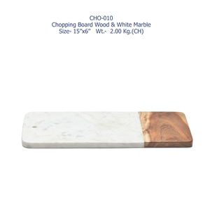 Planche à découper rectangulaire en marbre blanc et bois de style indien, élégante, durable, pour la cuisine, prix de gros premium - Product Image 3
