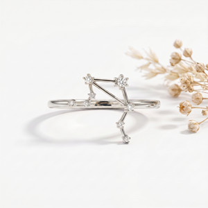Bague Diamant Astrologie Balance Best-seller – Bijou Or Élégant – Cadeau Tendance Septembre Octobre pour l'Équilibre et la Paix - Product Image 3