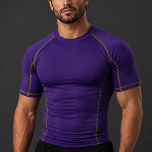 T-shirt de compression à manches courtes MMA BJJ avec logo personnalisé OEM, sublimation, rashguard de Jiu-Jitsu, créez votre propre rashguard personnalisé - Product Image 5