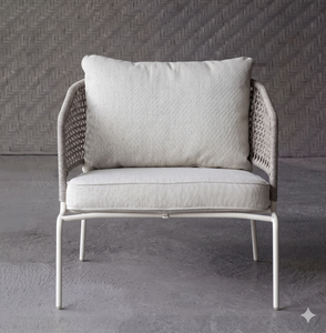 Fauteuil de jardin moderne de luxe en rotin tressé avec structure en métal thermolaqué pour projets hôteliers - Product Image 2
