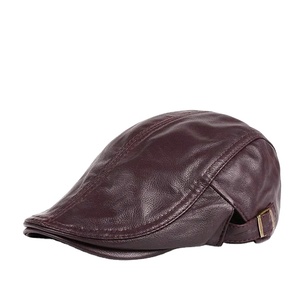Bonnet de rue pour femmes béret en cuir véritable chapeaux minces pour hommes 55-61 cm casquette avant réglable loisirs bec de canard Casquette Premium - Product Image 1