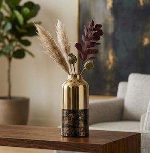 Elegant Antique Gold & Black Color Combination <b>Decorative</b> Flower <b>Vase</b> for Living Room Bedroom & Home Decor <b>Vase</b> for Sell - Product Image 5