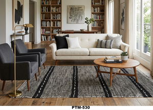Tapis de cuisine en coton rayé, rectangulaire, tissage plat, style farmhouse, avec dos antidérapant PTM-530 - Product Image 4