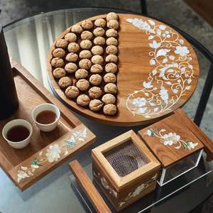 Bandeja de madera con diseño de nácar para servir chocolate, especial para el Ramadán, plato decorativo para dulces, vajilla decorativa útil para el día a día. - Product Image 1