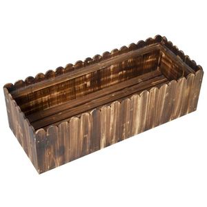 Scalloped Edge Wooden Raised Planter Box 40\" X 16\" X 12\" for Garden Flower Pots & Planters - Product Image 2