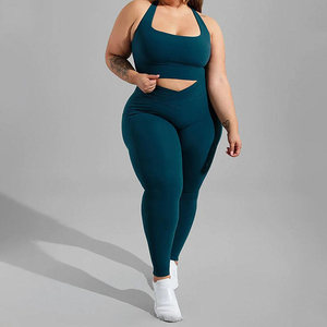 Nouvel ensemble de yoga personnalisé grande taille pour femmes, vêtements de sport, soutien-gorge push-up et leggings respirants, tenue de fitness OEM ODM - Product Image 2
