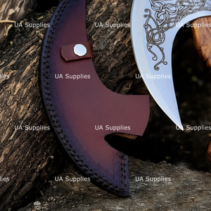 Hache Tomahawk industrielle à lame en acier inoxydable forgé, coupe-pizza Viking, hache de survie à manche en bois de rose, tête barbue, OEM - Product Image 3