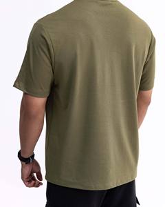 T-shirt Homme Vert Olive à Logo Personnalisé, 100% Coton, Manches Courtes, Col Rond, Coupe Ample, Décontracté, Séchage Rapide, Respirant - Product Image 2