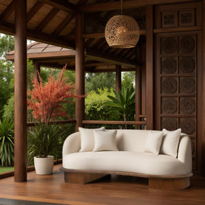 Juego de Sofás de Teca Modernos, Ecológicos y de Alta Comodidad para Sala de Estar de Lujo, Apartamento, Villa o Exteriores - Product Image 5