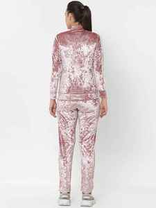 Conjunto de 2 piezas de terciopelo para mujer, diseño nuevo de primera calidad, cintura alta, cuello redondo, chándal de velour para mujer - Product Image 3