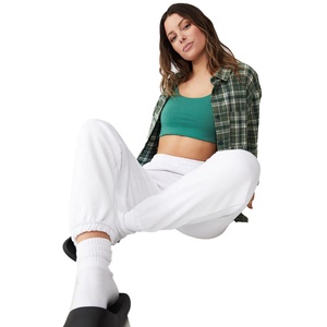 Haute qualité 100% coton femmes survêtement pantalons de survêtement confortable coupe ajustée pantalon d'entraînement Logo en gros empilé sueur femmes - Product Image 4