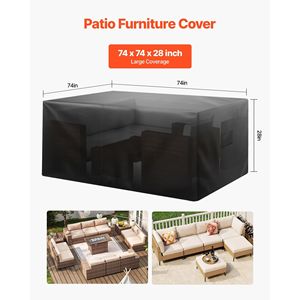 Funda Impermeable Resistente 420D para Muebles de Patio, Cubierta Cuadrada Grande para Mesa y Sillas de Comedor - Product Image 2