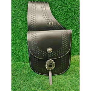 Sac de selle pour cheval en cuir véritable de qualité supérieure, design tressé décoratif, durable, multifonctionnel, équipement d'équitation - Product Image 3