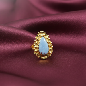 Anillo Vintage de Angelita Azul en Forma de Pera, Plata de Ley 925, Chapado en Oro Rosa y Oro Amarillo, Joyería Boho Hecha a Mano, Regalo para Hombre - Product Image 2