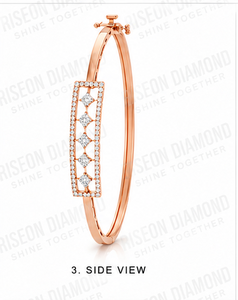 Brazalete de Diamantes de Lujo en Oro Rosa de 18K, Joyería Fina Geométrica, Corte Princesa Redondo con Halo, para Uso Diario, Moderno, Elegante, Regalo - Product Image 3