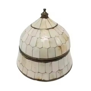 Boîte de rangement décorative en os incrusté fait main avec couvercle, mosaïque blanche de luxe, organisateur de bijoux, cadeau, décoration intérieure - Product Image 1