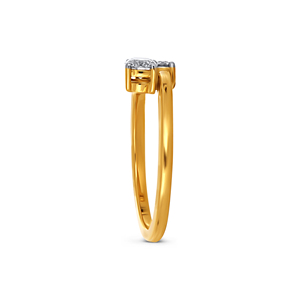 Bague solitaire en diamant de luxe en or jaune 18 carats avec deux pierres rondes brillantes pour femme - Product Image 4