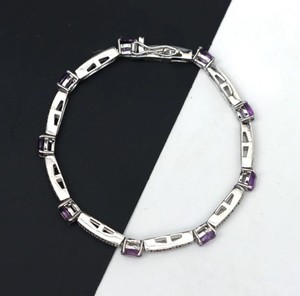 Natural Amethyst Stone 925 Sterling Silver Charm <b>Bracelet</b> Luxury 12 Gram Purple <b>Gemstone</b> Fine Jewelry for Women - Product Image 4