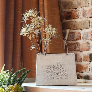 Jardinière vintage en métal en forme de sac à main, pot de fleurs rectangulaire suspendu en fer vieilli avec poignée, jardinières à oiseaux embossées style ferme - Product Image 4
