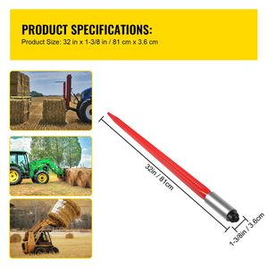 Forca per balle di fieno da 32 pollici con attacco rapido, capacità 1350 libbre, con forche per balle rivestite in rosso da 1,4 pollici di larghezza per macchine agricole - Product Image 3