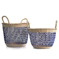 Ensemble de 2 paniers Bolga en jonc de mer, faits à la main, paniers de rangement, vente en gros, écologiques, fabriqués au Vietnam