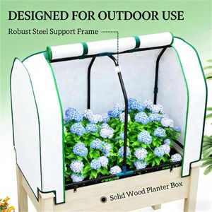 Outdoor Flowerpot <b>Box</b> Elevated Planting <b>Bed</b> Natural <b>Wood</b> Greenhouse for Garden Use - Product Image 3