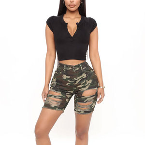 Fashionable <b>Women</b> Denim Shorts High Waist Breathable <b>Jean</b> Shorts with Ripped Details <b>Women</b> Denim Shorts for a Casual Look - Product Image 1
