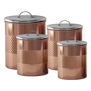 Traditional Copper Kitchen Canister Set Hammered Surface with Lid Airtight Storage <b>Jars</b> for Coffee Tea Sugar Handmade Copperware - Product Image 4