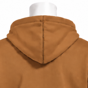 Sweat-shirt à capuche en molleton épais marron camel avec bordure brodée, ourlet et poignets décoratifs, poche kangourou, décontracté - Product Image 4