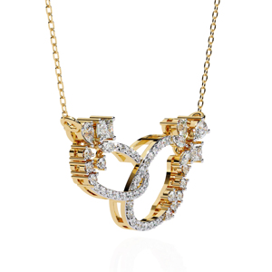Collier pendentif de luxe pour femme plaqué or 18 carats avec diamant taille princesse géométrique, chaîne maille forçat, bijoux de mariage - Product Image 2