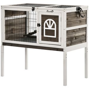 Gabbia per interni color caffè in legno per conigli e porcellini d'India con porte chiudibili a chiave e vassoio per la casa per animali domestici - Product Image 1