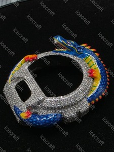 Custom Luxury Dragon <b>Watch</b> <b>Case</b> Moissanite Diamond Full Iced Out Color Enamel Design Premium <b>Watch</b> Housing Claw Detail Finish - Product Image 3