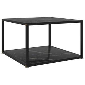 Table basse carrée en verre trempé noir, dimensions 23,6 x 23,6 x 13,8 pouces - Product Image 1