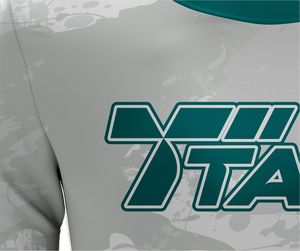 Maillot personnalisé de haute qualité en mélange polyester/coton tricoté, imprimé par sublimation, col rond, coupe classique, unisexe, avec nom d'équipe - Product Image 4