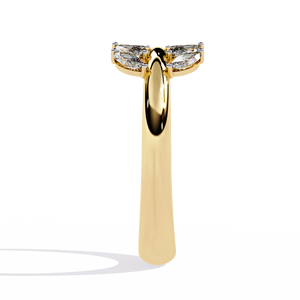 Anillo minimalista de oro amarillo de 14k para mujer con piedras cultivadas en laboratorio de corte marquesa para regalo de compromiso, aniversario o boda. - Product Image 4