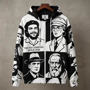 Sudadera con Capucha Unisex, Corte Holgado, Diseño ODM con Estampado Rojo y Negro en la Parte Delantera, con Diseño de Caras de Mujeres con Ideas Visionarias y un Futuro Distintivo, Ropa Casual de Invierno - Product Image 3