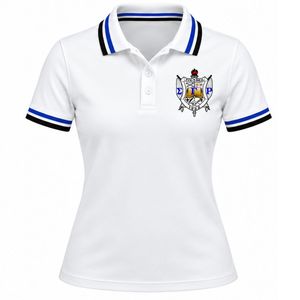Camiseta Polo Sigma Gamma Rho Blanca para Mujer, Manga Corta, con Cuello, Letras Griegas, Ropa de Sororidad, Informal, para Golf y Deportes - Product Image 1