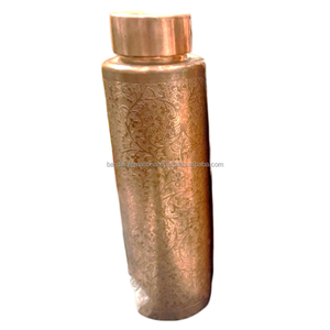 Botella de Cobre con Grabado, Acabado Pulido, Hecha a Mano en India, Beneficios para la Salud, Botella de Agua Potable de Cobre Puro - Product Image 5