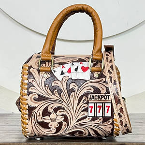 Bolso de Viaje de Cuero Genuino Hecho a Mano, Diseño Floral Jackpot 777, Bolso Bandolera de Moda para Mujer - Product Image 4