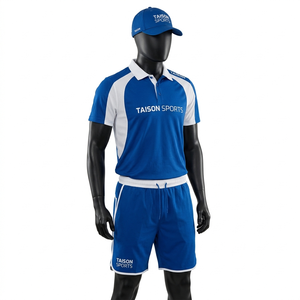 Ensemble polo et short de tennis en polyester et élasthanne 180 GSM de qualité supérieure, avec panneau dégradé turquoise, impression de logo personnalisée - Product Image 4