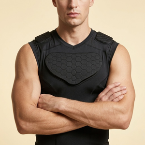 Men's Black Protective Sleeveless Vest V-<b>Neck</b> Sporty Solid Color Quick Dry Spandex Polyester Knitted - Product Image 5