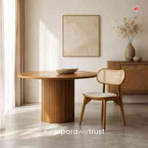Silla de Comedor Moderna de Madera de Teca y Ratán Estilo Japandi, Muebles de Comedor Premium Hechos a Medida en Indonesia - Product Image 2