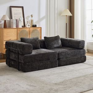 Divano componibile modulare a forma fissa, divano letto convertibile da pavimento, senza montaggio richiesto, con compressione per un facile trasporto - Product Image 1