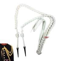 Cordon tressé blanc 16 brins ciré pour uniformes de cérémonie, cordons de vêtements de style classique