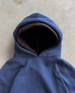 Sudadera con capucha doble extragrande personalizada, de algodón 100% grueso, estilo urbano, para hombre, de alta calidad, premium, OEM. - Product Image 4